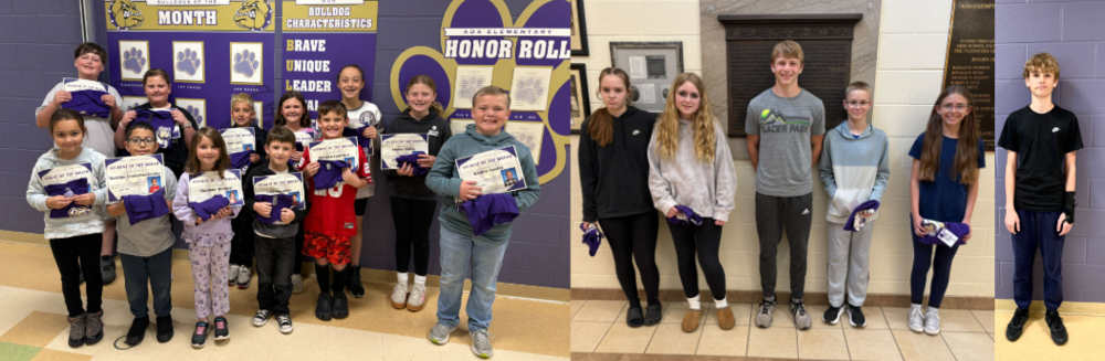 Student Groups in front of school signage