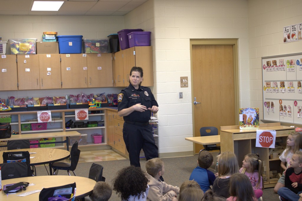 Officer Penny speaking to a class