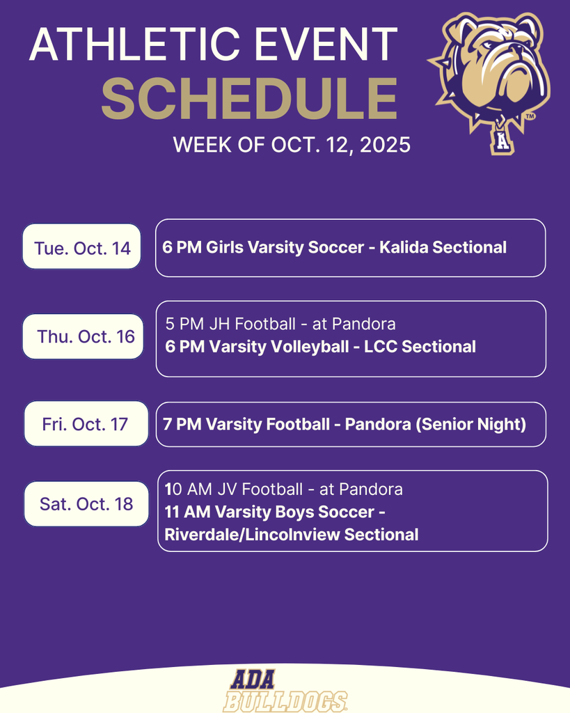 Ada Athletics Week of Oct. 12, 2025