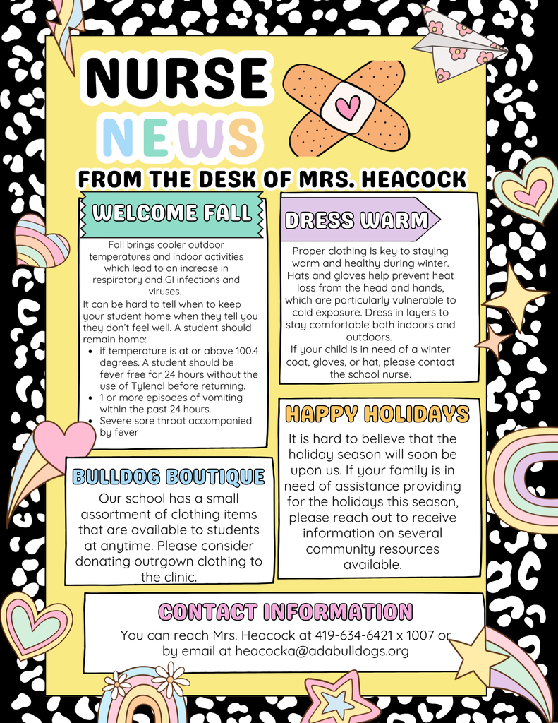 Nurse Heacock's newsletter