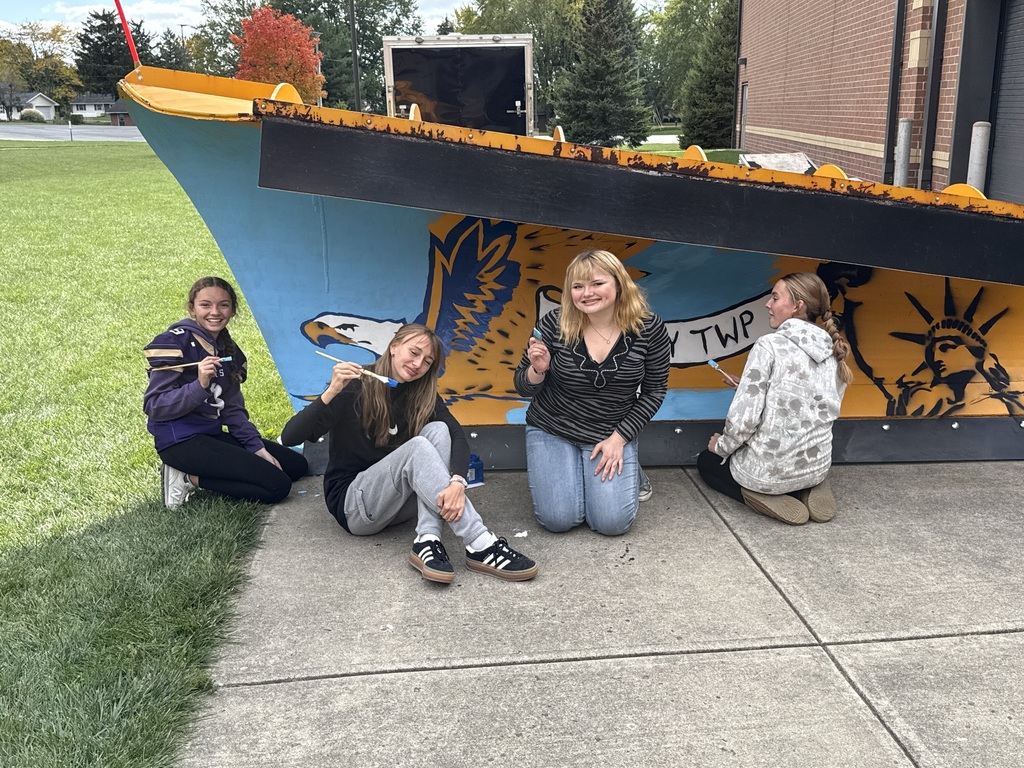 High School Art Students painting the Liberty Township plow