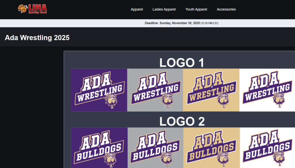 Ada Wrestling Spirit Store until Nov. 30, 2025
