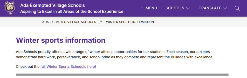 Winter Sports Webpage