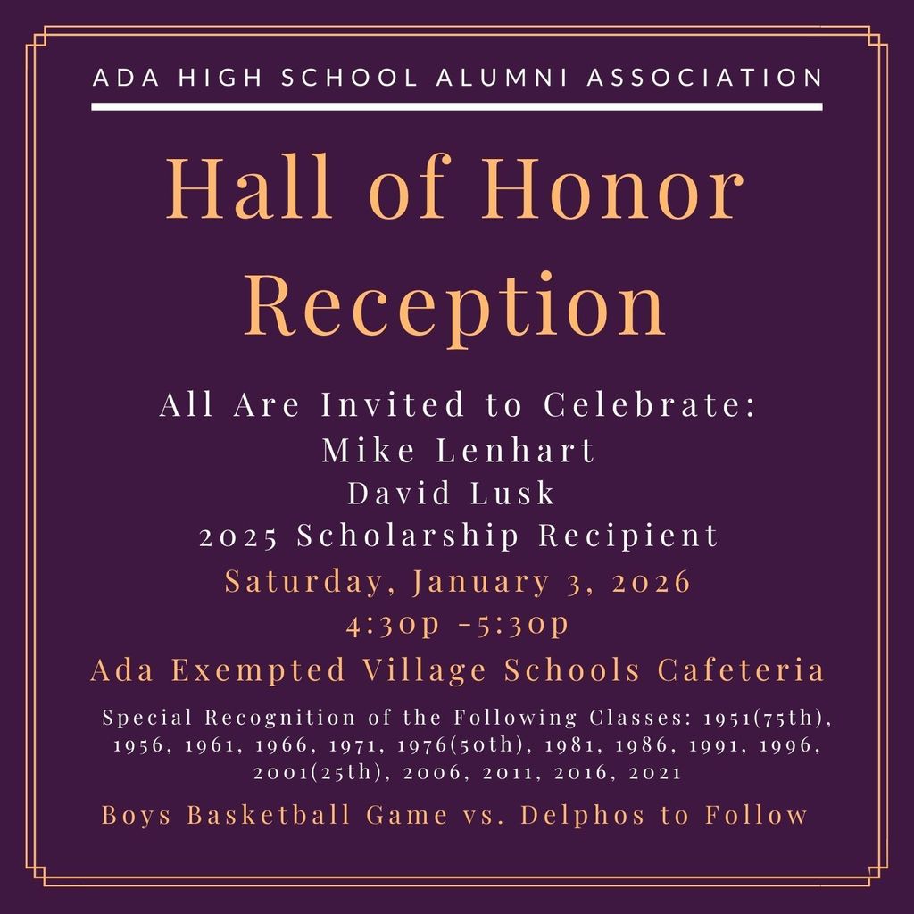 2025 Hall of Honor Reception Invite