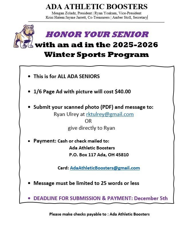 Athletic Boosters Senior Ad Sales