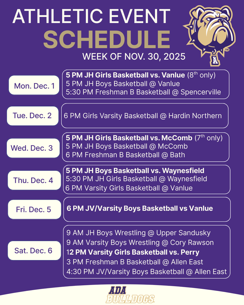 Nov. 30th athletic schedule