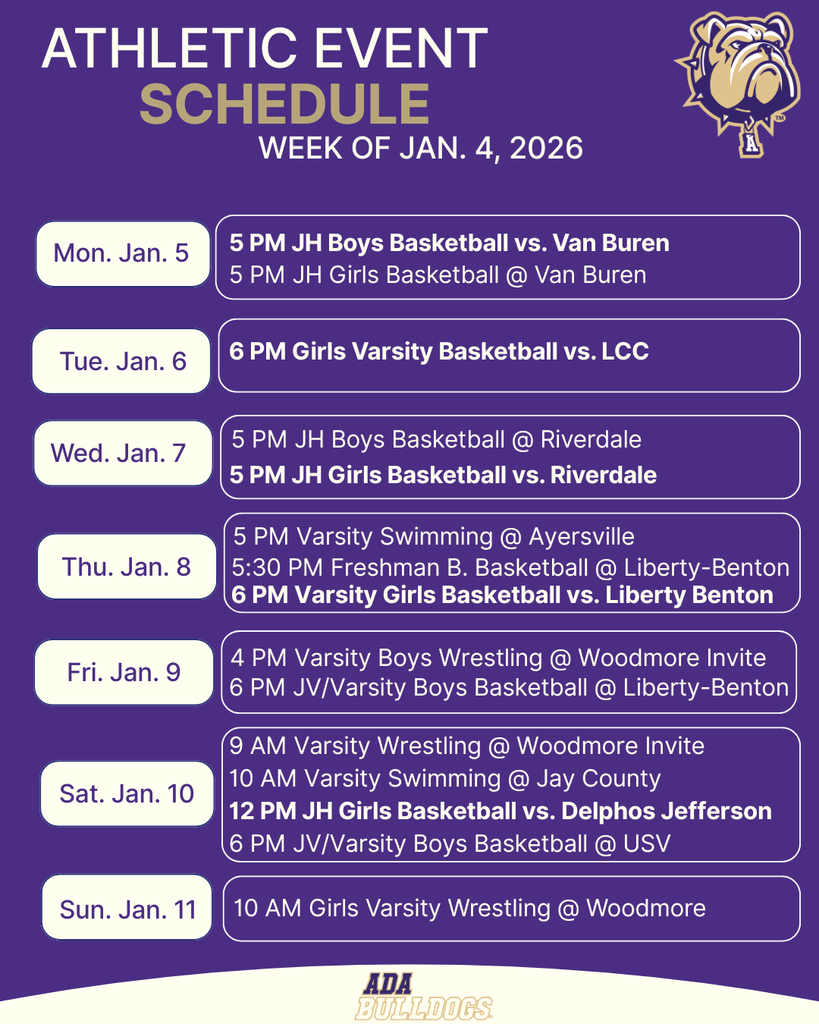 Bulldog Athletic Schedule