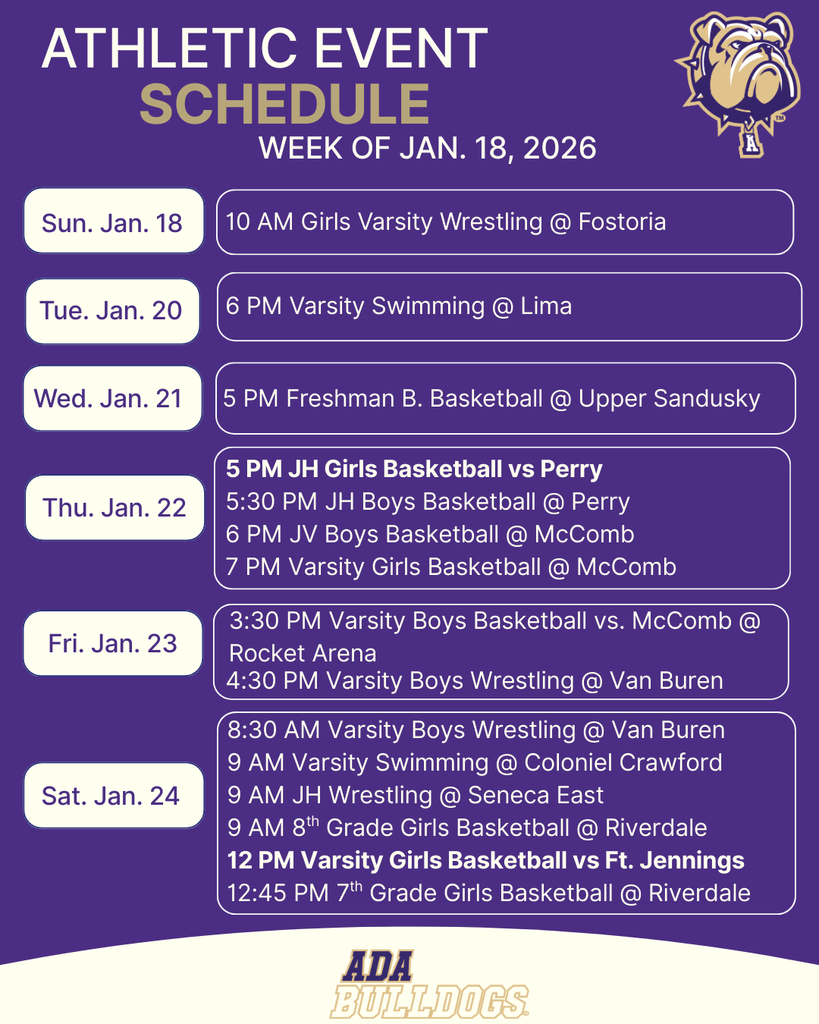 Week of Jan. 18 Bulldog athletic schedule