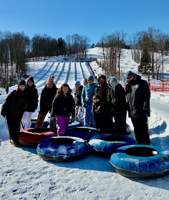 Middle School students snow tubing