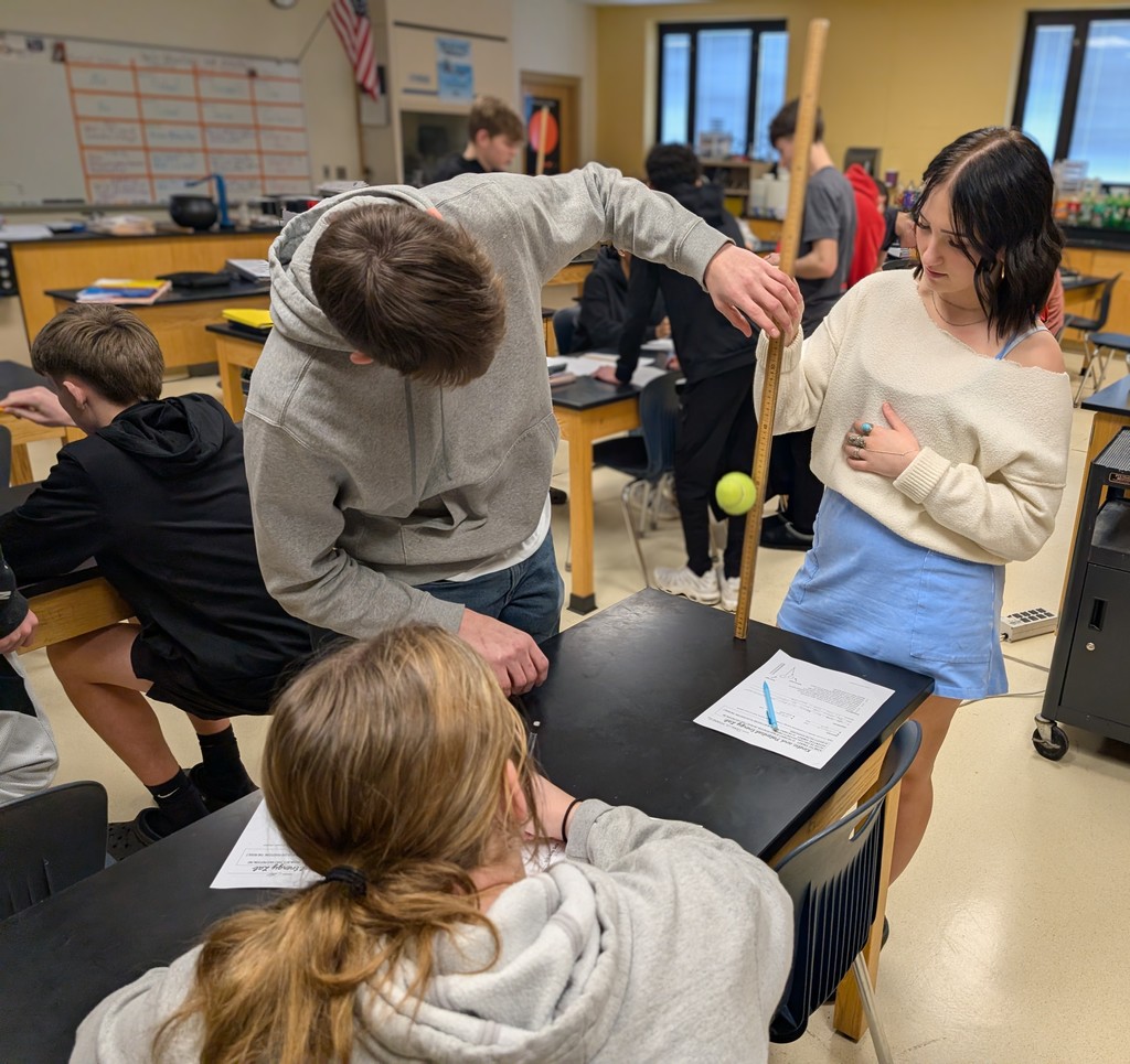 Students in Physical Science learning about kinetic energy