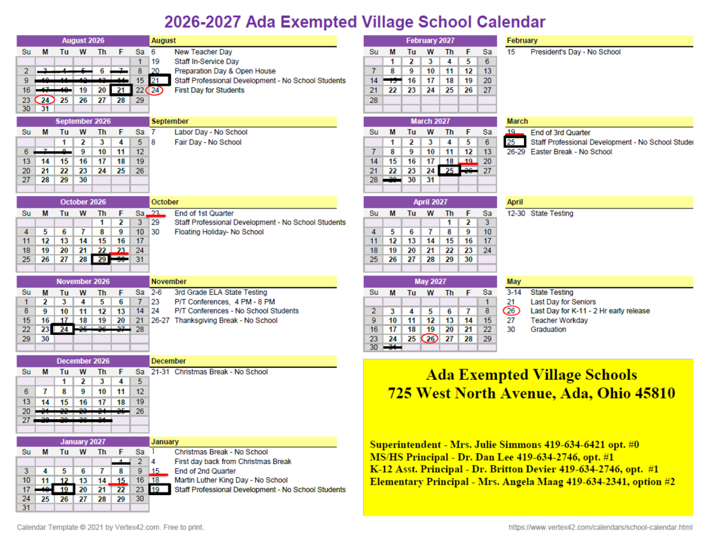 26-27 School Calendar