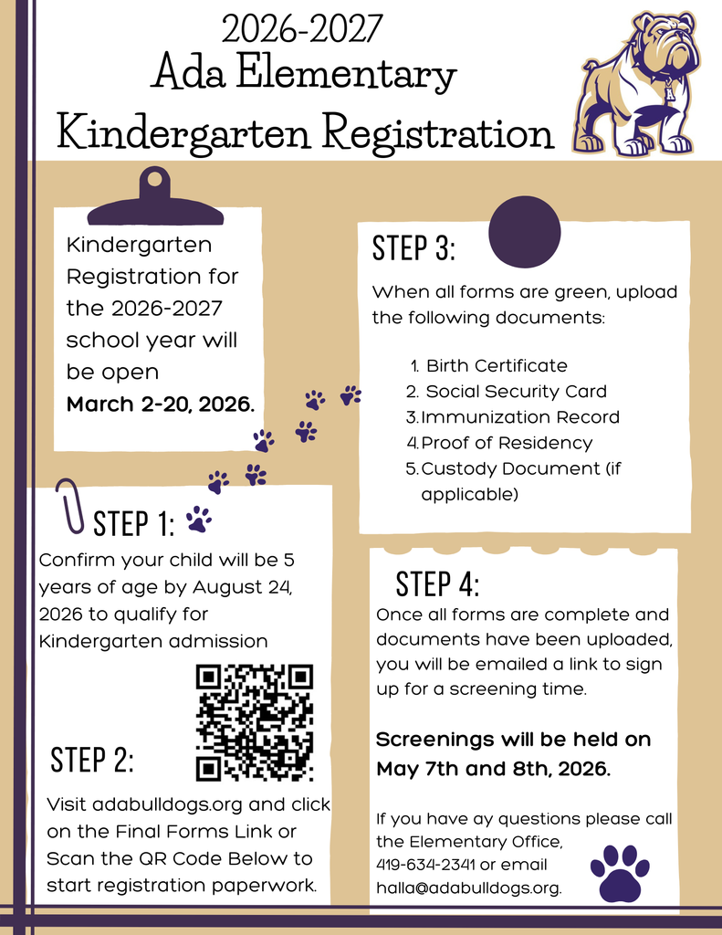 26-27 Ada Kindergarten registration steps