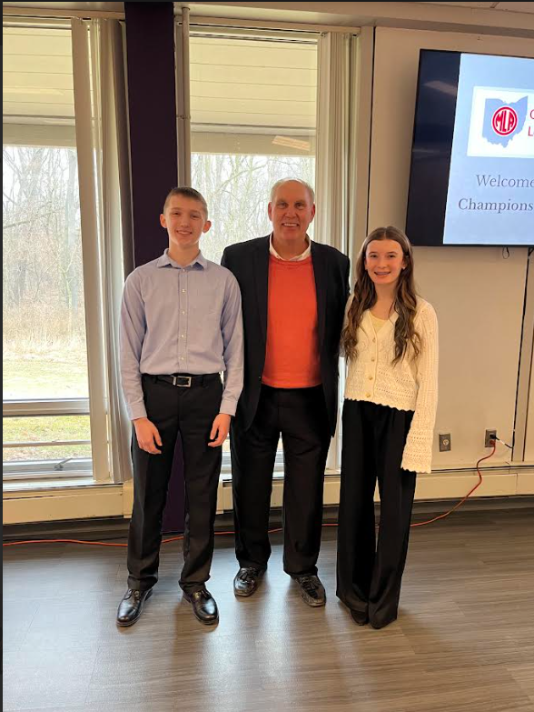 Grant Smith and Emersyn Lee with keynote speaker Jerry Snodgrass