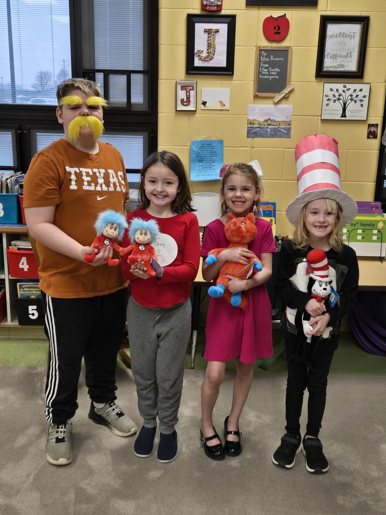 Second Graders dressed up as Dr. Seuss Characters