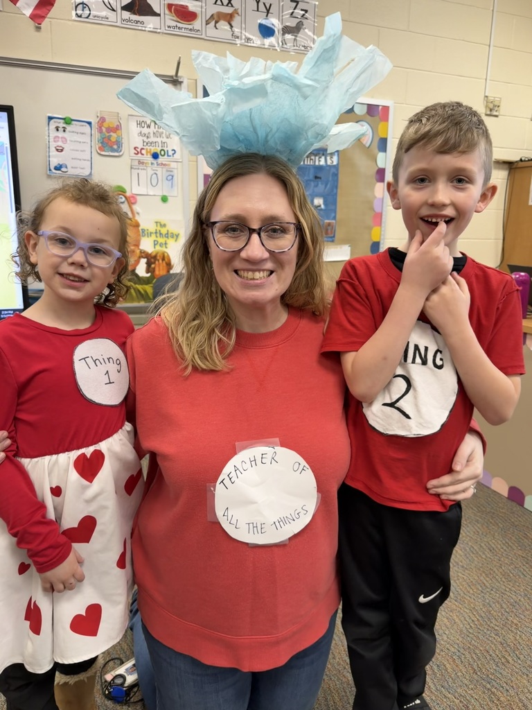Kindergarteners dressed Dr. Seuss characters
