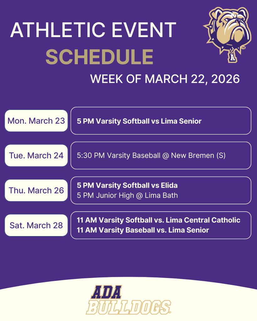 Spring Sports schedule the week of March 22, 2026