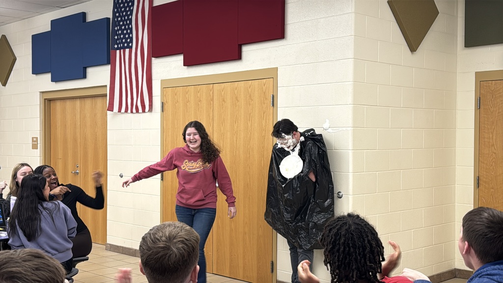 Mr. Dietering getting pied in the face