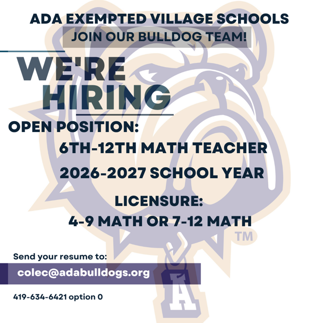 6-12th grade math teacher open for 26-27 school year