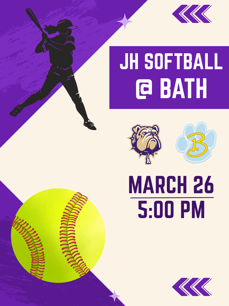 Junior High Softball March 26 versus Bath at 5 pm