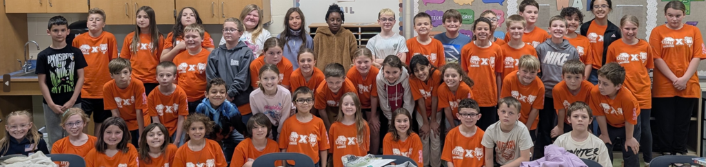 4th graders completing the Math Challenge with ONU Men's Lacrosse 