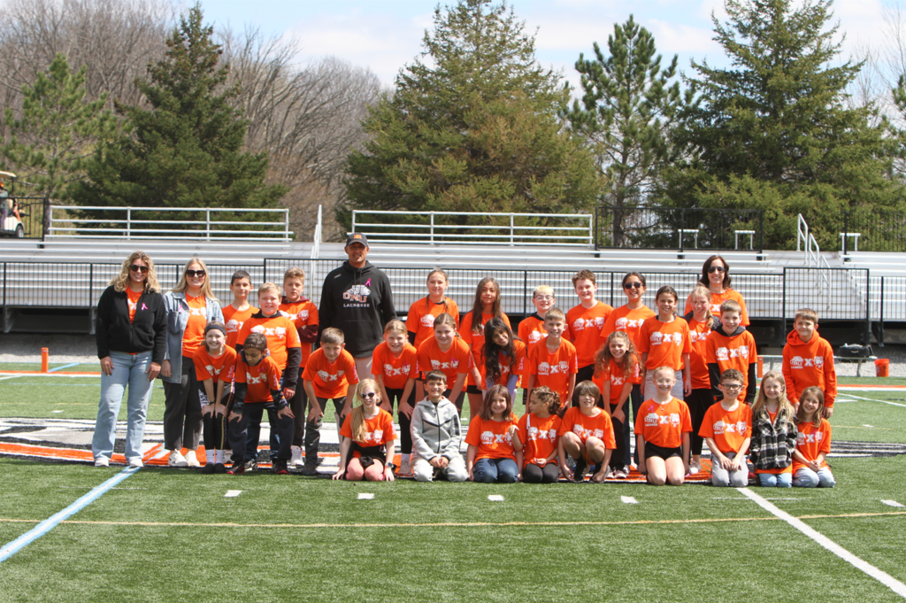 4th graders completing the Math Challenge with ONU Men's Lacrosse 