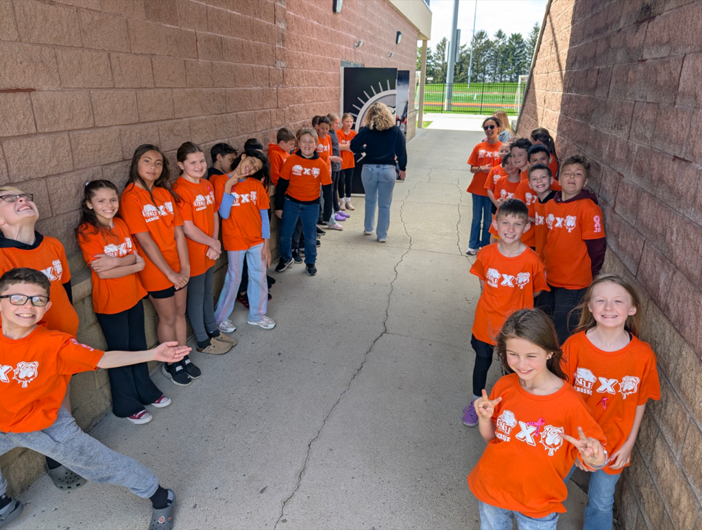 4th graders completing the Math Challenge with ONU Men's Lacrosse 