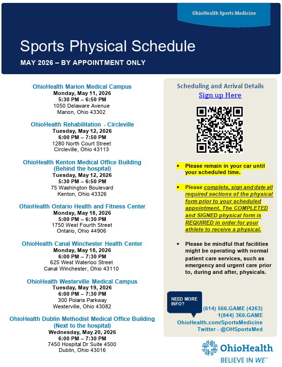 OhioHealth Sports Physical Sign Ups 