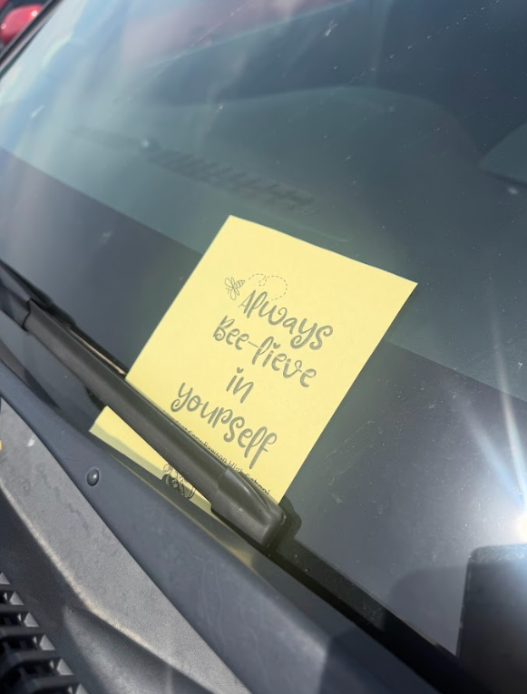 Green kindness notes from Cory-Rawson schools