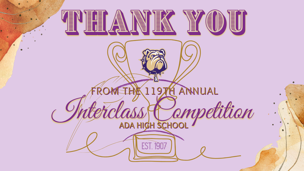 Purple graphic with gold text and bulldog logo in center on a trophy