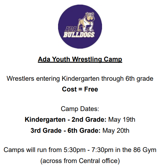 White flyer with black text and bulldog logo in purple circle
