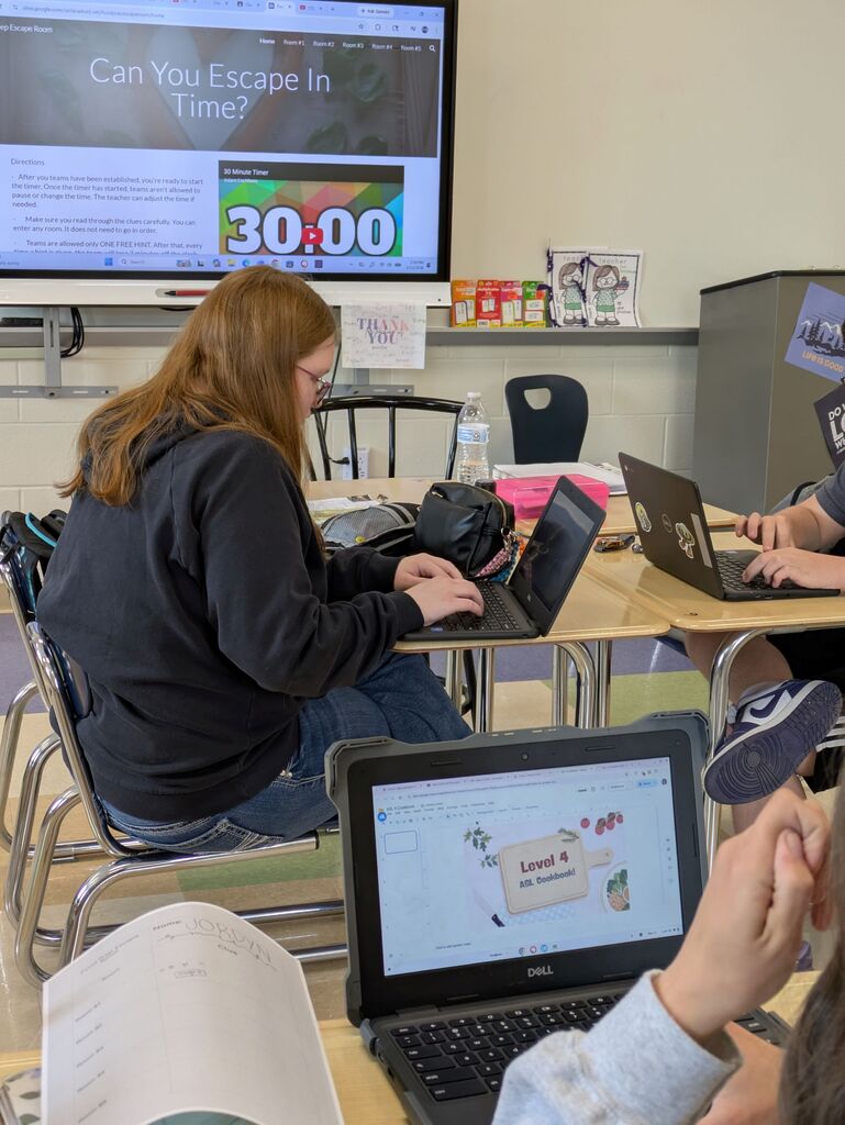 Students working on laptops sitting at desks