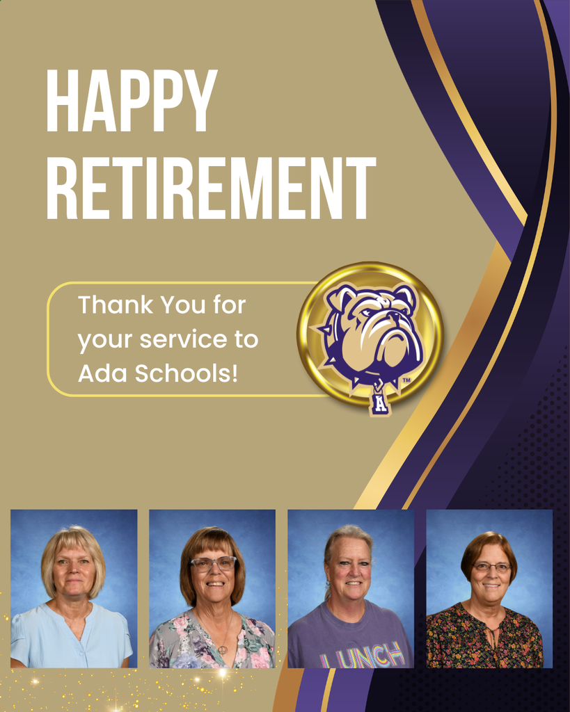 Purple and Gold graphic with four peoples photo