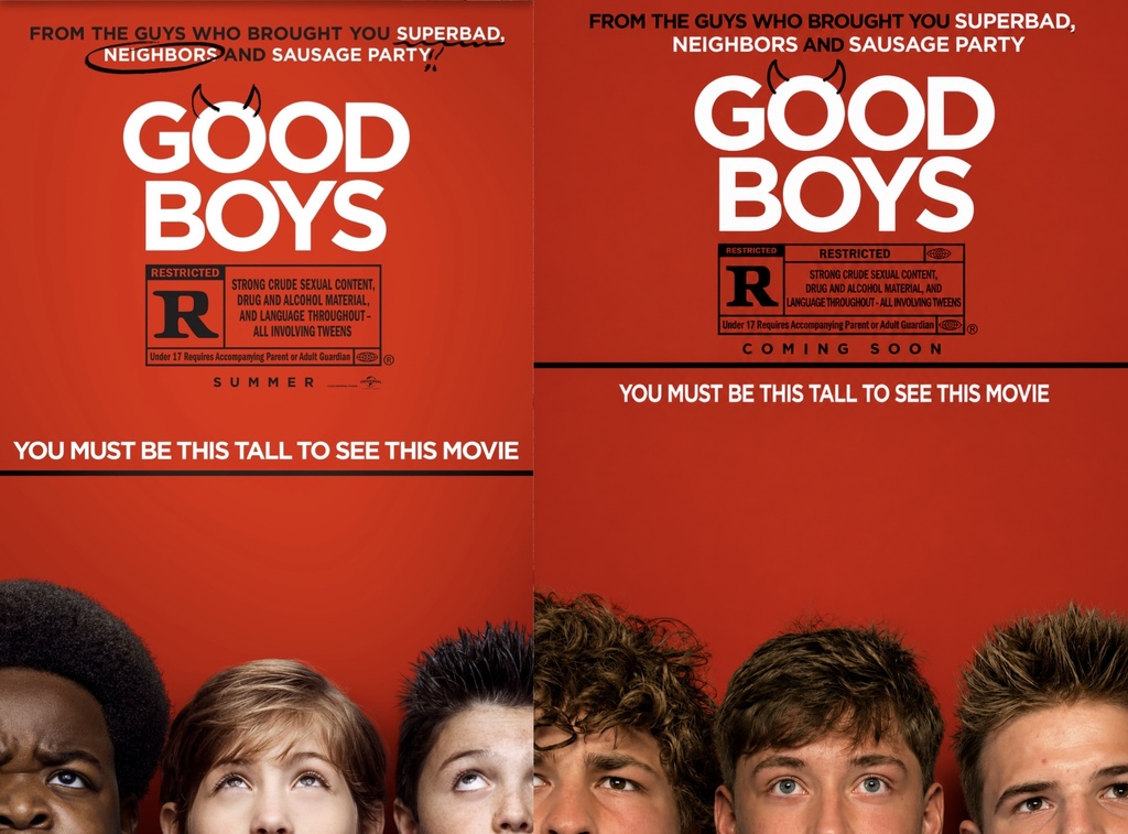 Three boys photos cu toff at their nose staring up