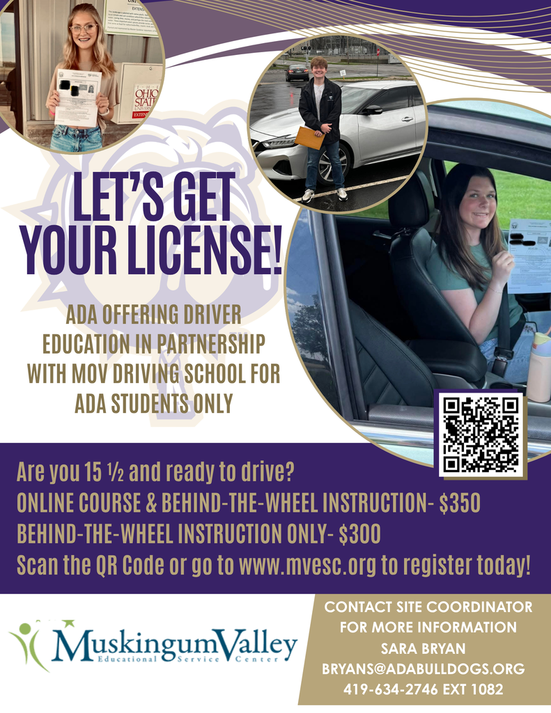 Colorful flyer with three circles with students either in cars or outside of cars with purple and gold text boxes