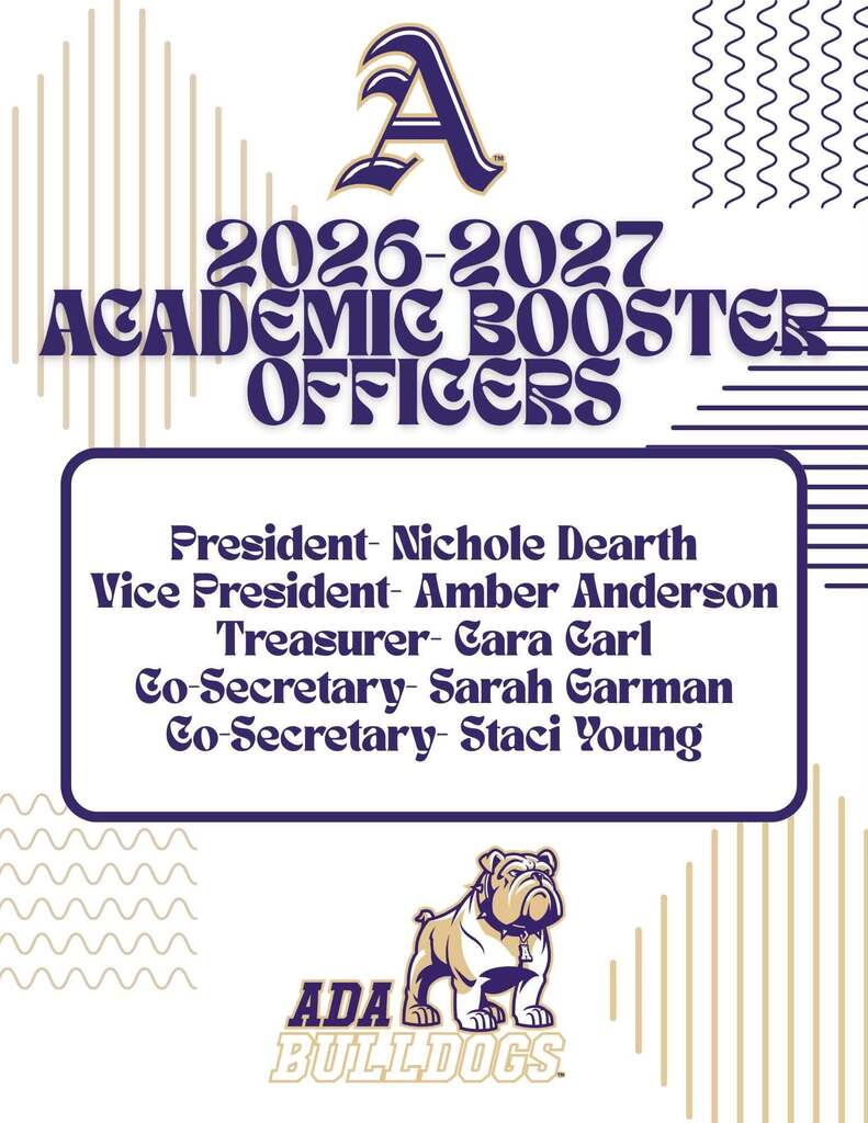 white graphic with bulldog and purple and gold text