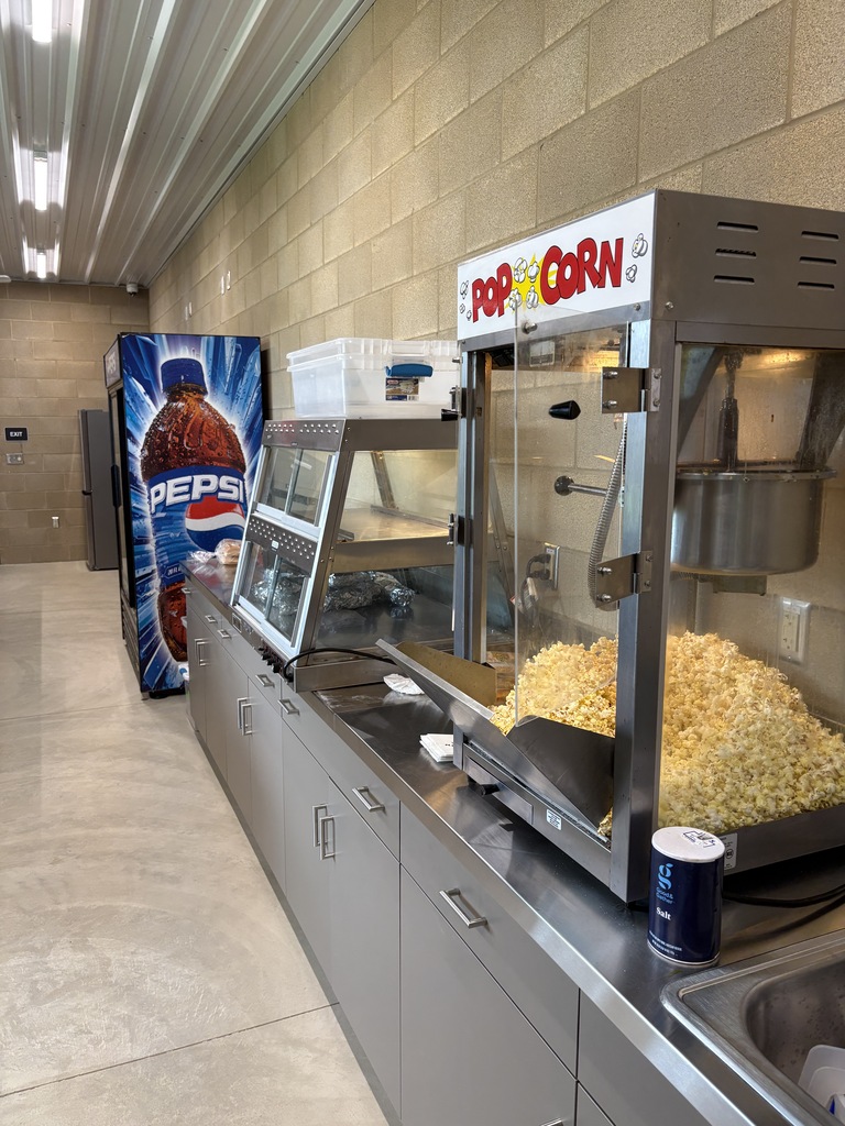 Interior of concession stand with Popcorn