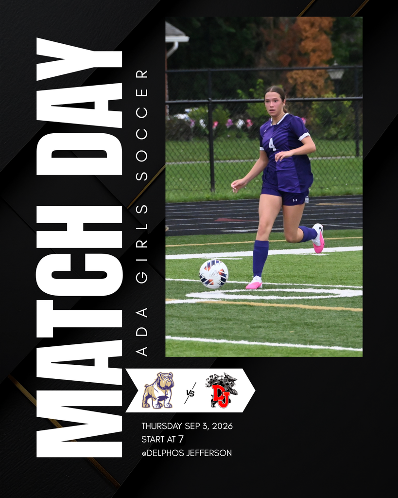 Black background with large white text and a rectangle photo of a girl soccer player
