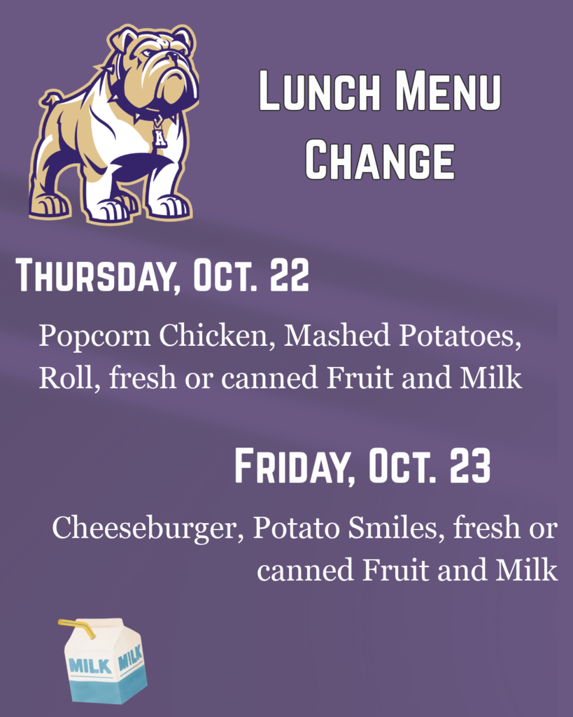Purple Graphic with a cartoon bulldog, milk carton and white bold text