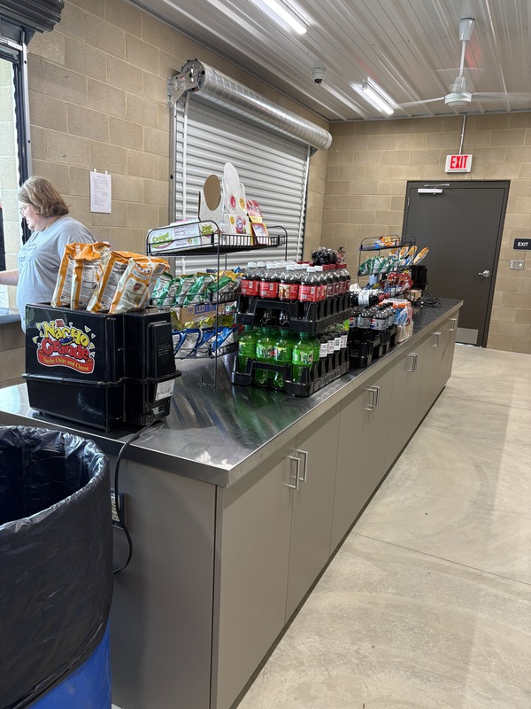 Large counter with food on it