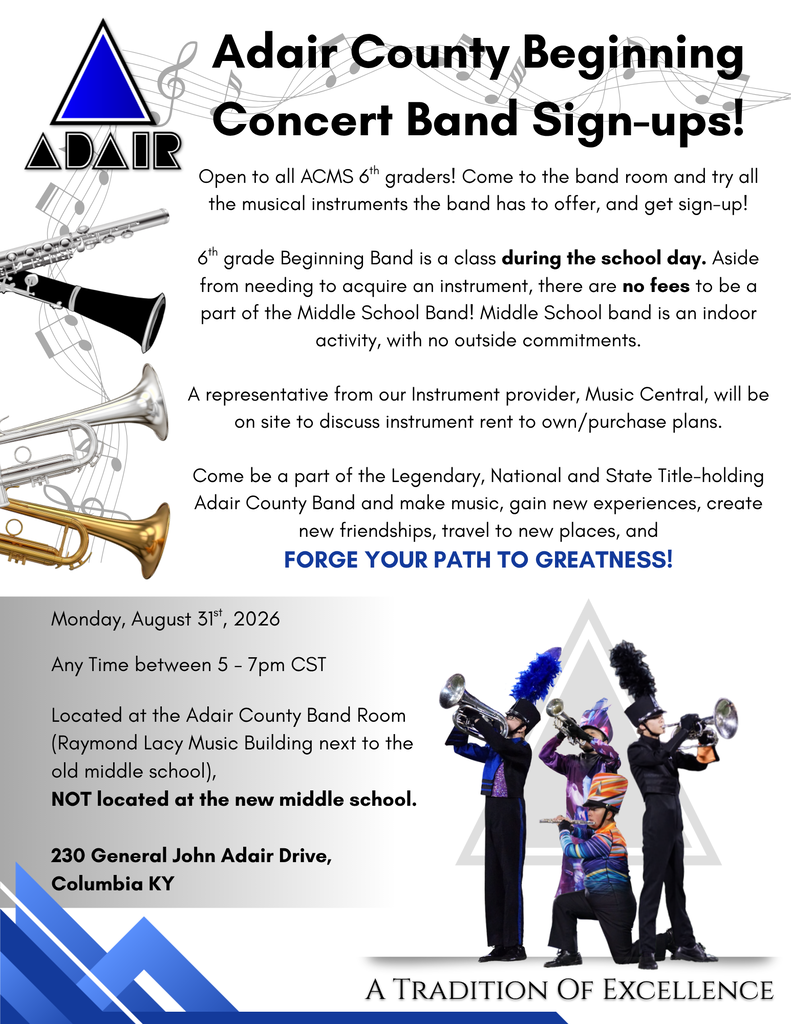 6th Grade Beginning Band Sign Up Flyer