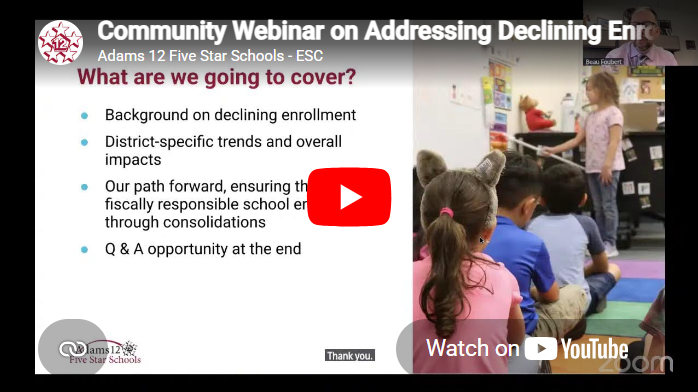 Screenshot of the webinar slide about what will be covered with a red play button in front