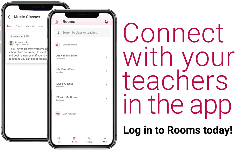 Image with the text connect with your teachers in the app 
