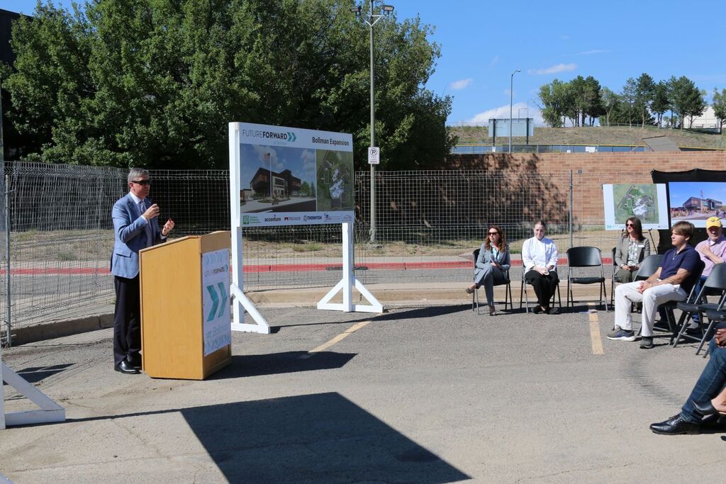 Superintendent speaking to the crowd