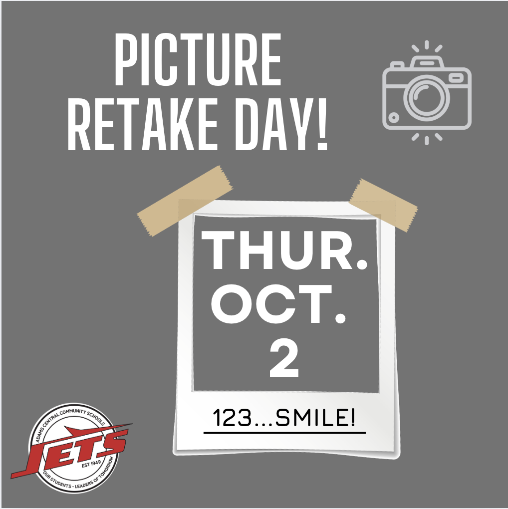 Picture Retakes Thursday, October 2.
