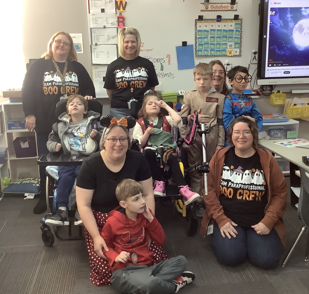 Miss Pett's class had fun today practicing trick-or-treating. 