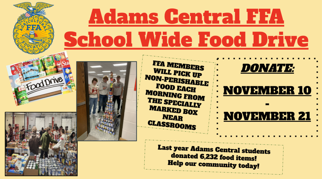 The last day for the FFA Food Drive is Friday November 21