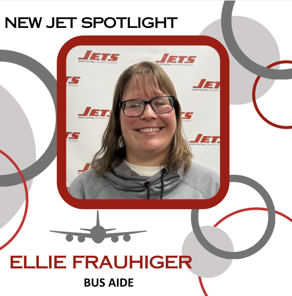 Catching up with New Jets: Ellie Frauhiger has joined the transportation department as a bus aide. Welcome, Ellie!