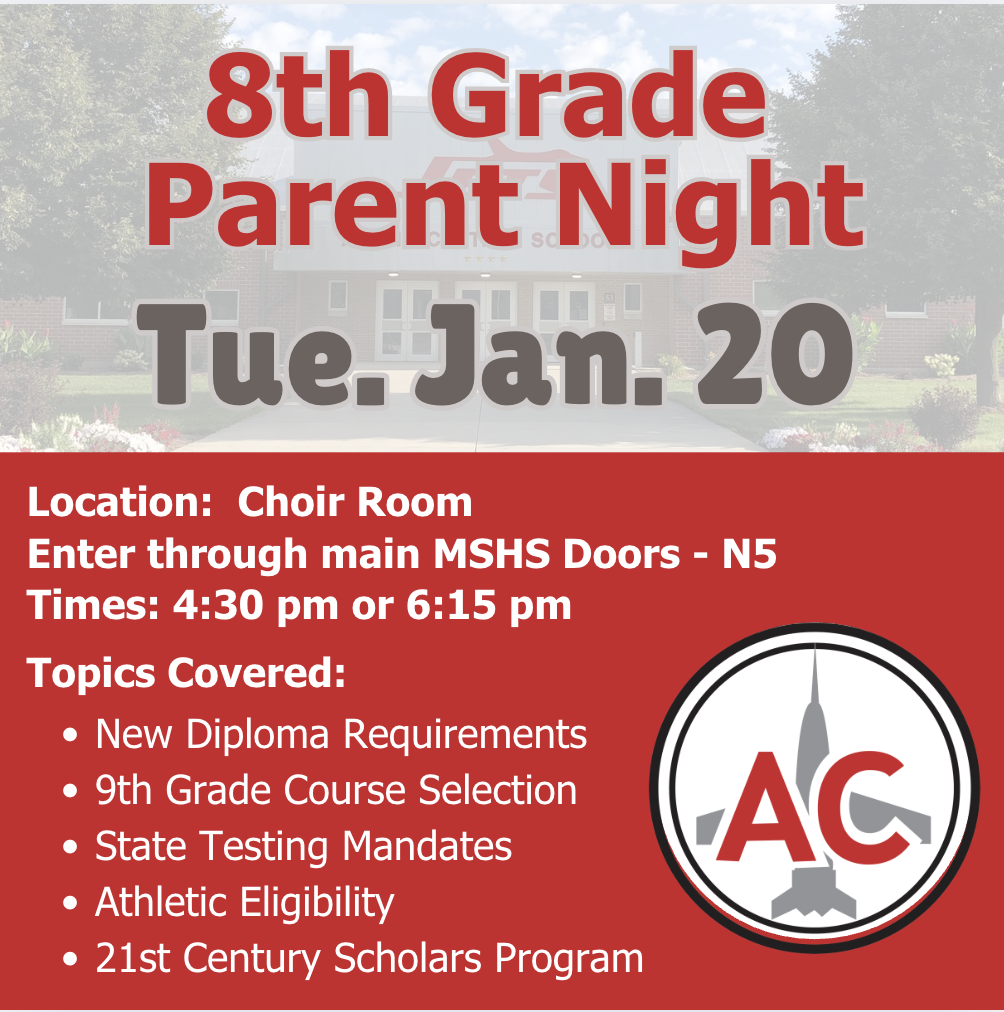 8th Grade Parent Night is Tuesday, January 20, 2026