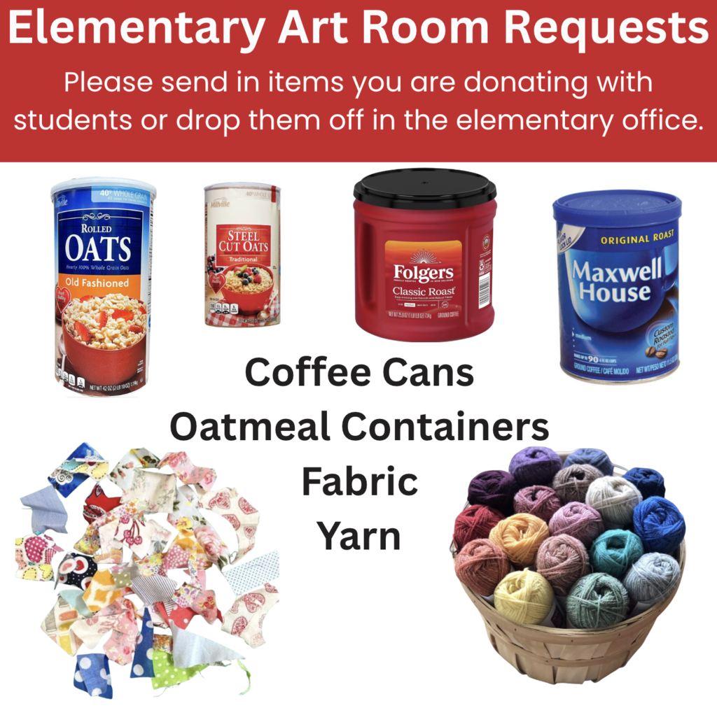 Elementary art room donations.
