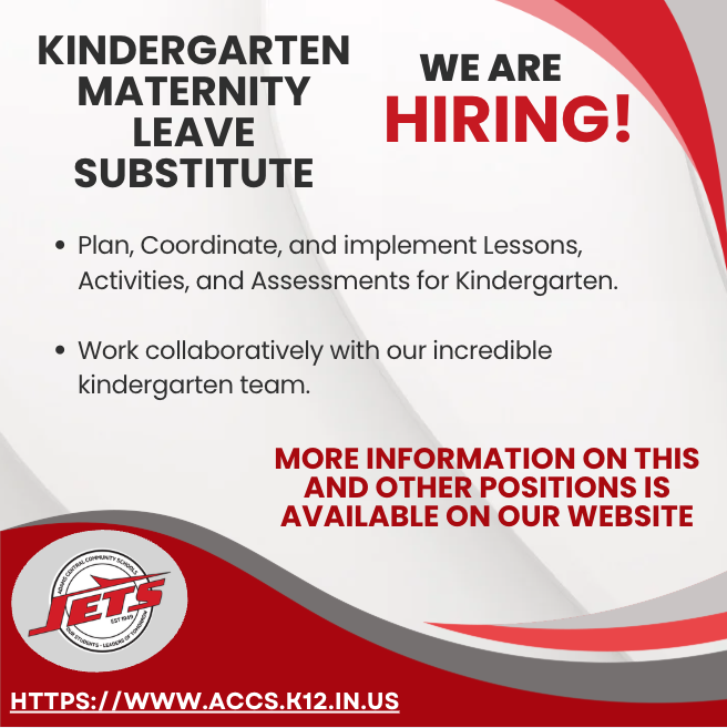 Kindergarten maternity leave sub needed